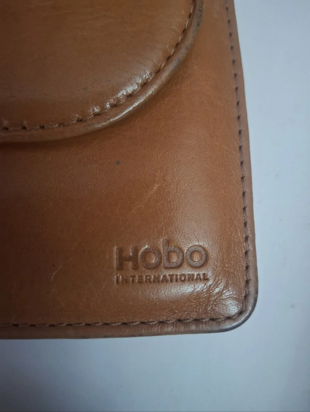 HOBO Tan Leather Zip Wallet with Front Flap Pocket